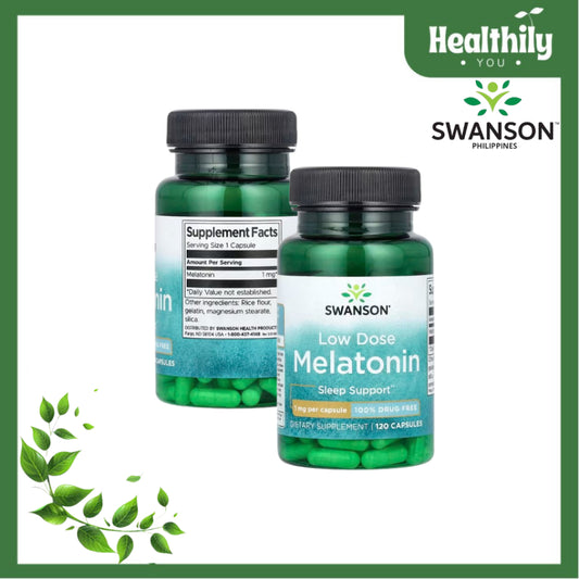 Healthily You | Swanson, Low Dose Melatonin, 1 mg, 120 Capsules Sleep Support 100% Drug Free