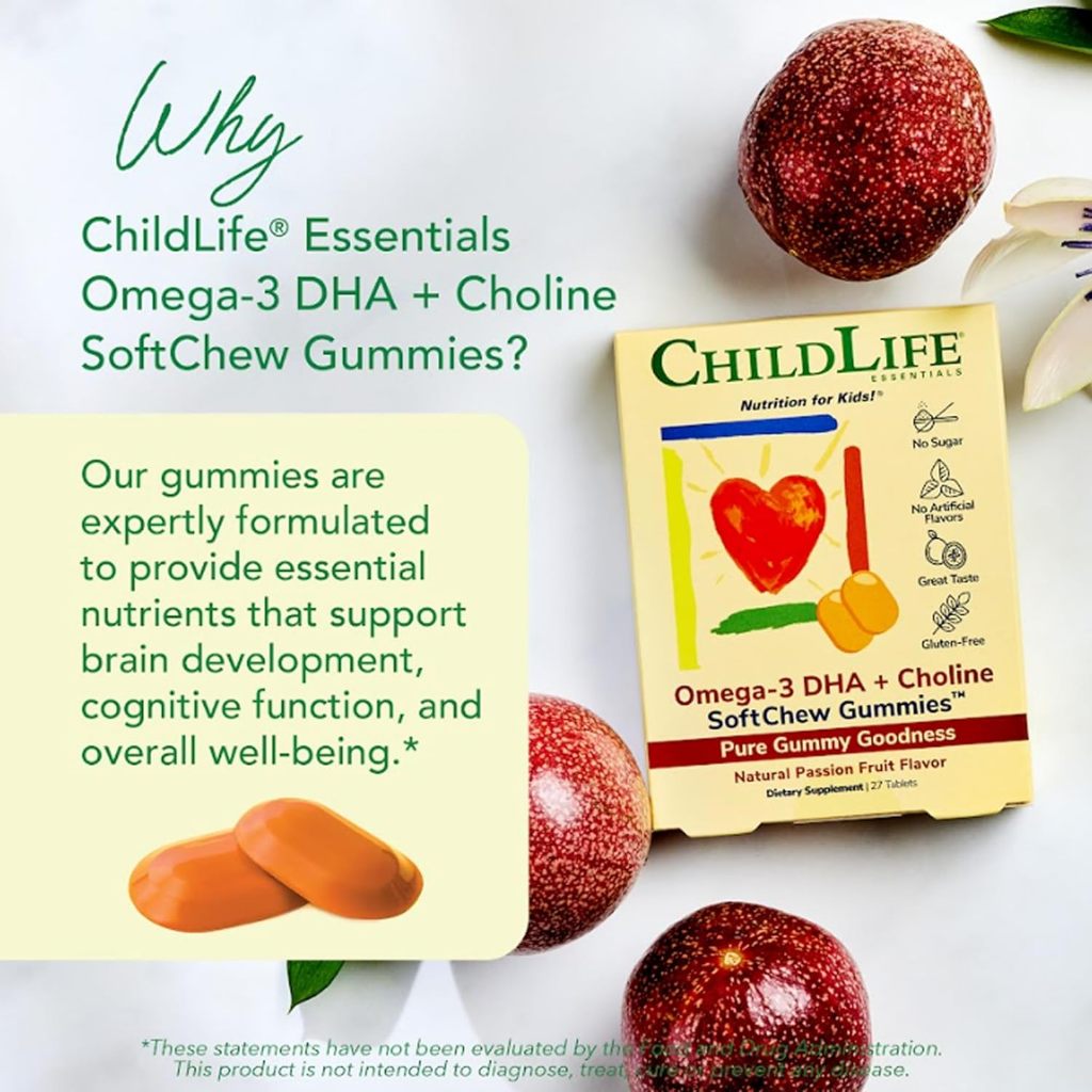 LittleSunshine | ChildLife Essentials, Essentials, Omega-3 DHA + Choline, SoftChew Gummies, Passion