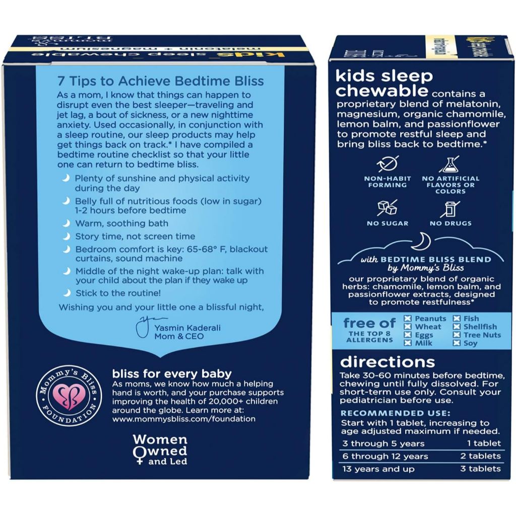 LittleSunshine | Mommy's Bliss, Kids Sleep Chewable, Melatonin + Magnesium, 3 Yrs+, Natural Grape,