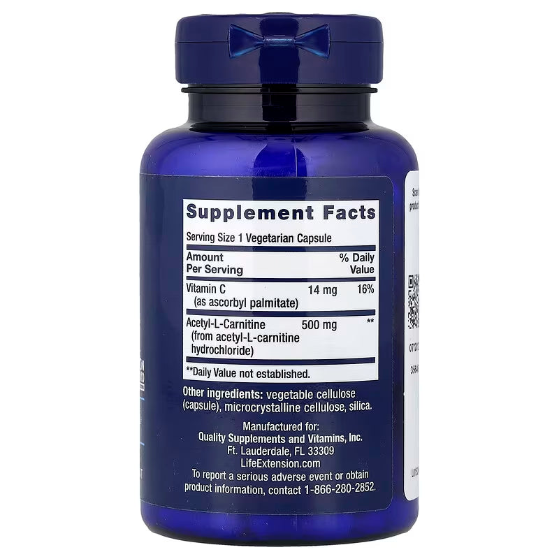 Life Extension, Acetyl-L-Carnitine ( Energy Production, Cognitive Support & Mood Enhancement )