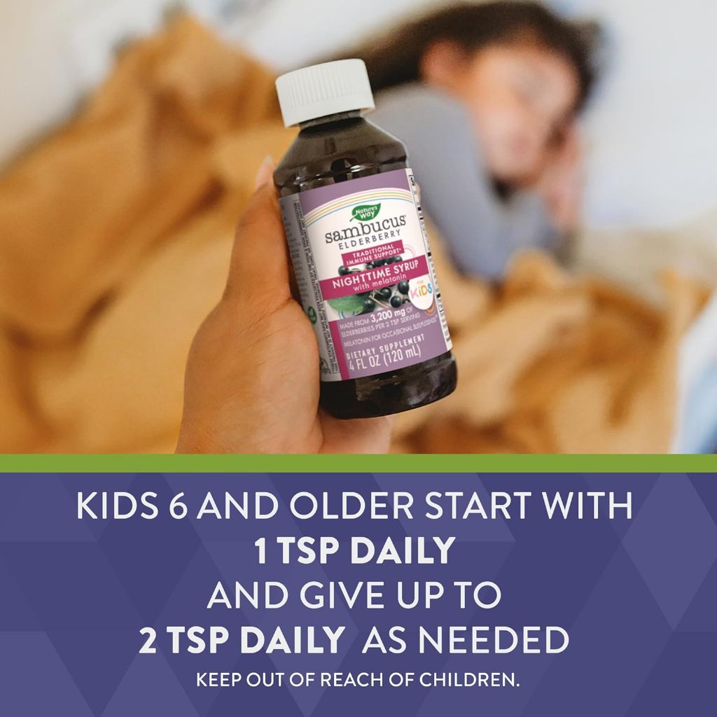 LittleSunshine | Nature's Way, Sambucus® Elderberry, For Kids, Nighttime Syrup With Melatonin,