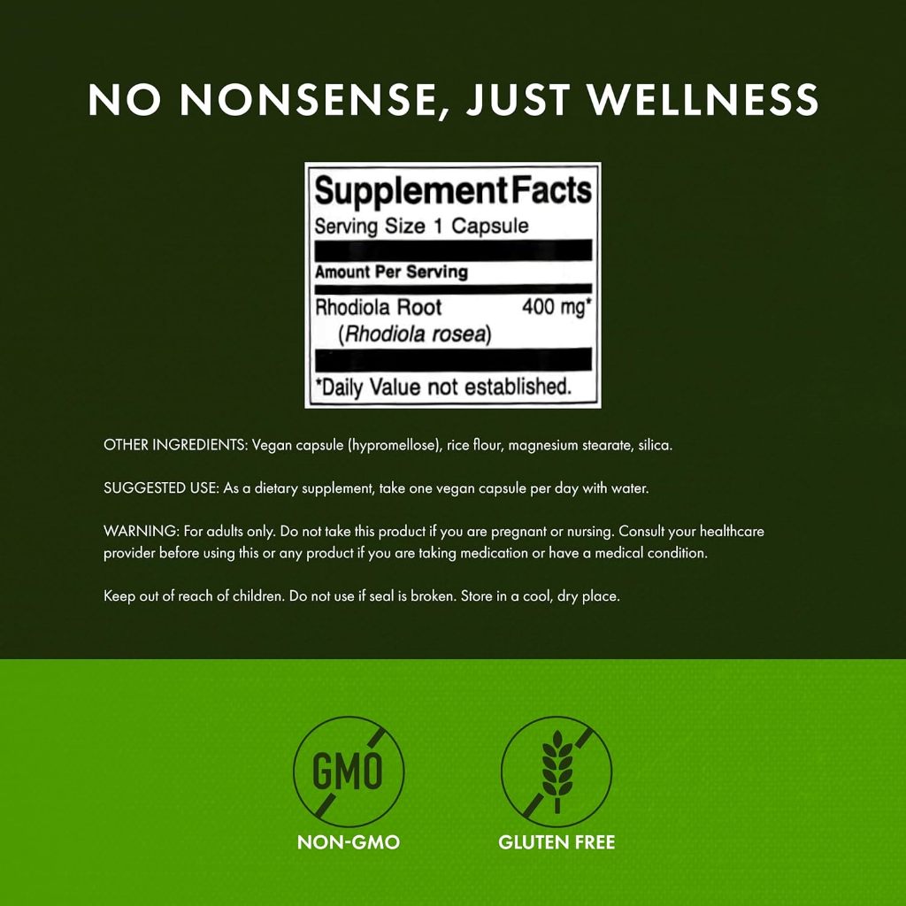 HealthilyYou | Swanson, Full Spectrum Rhodiola Rosea Root, 400 mg, 100 Capsules Stress Support