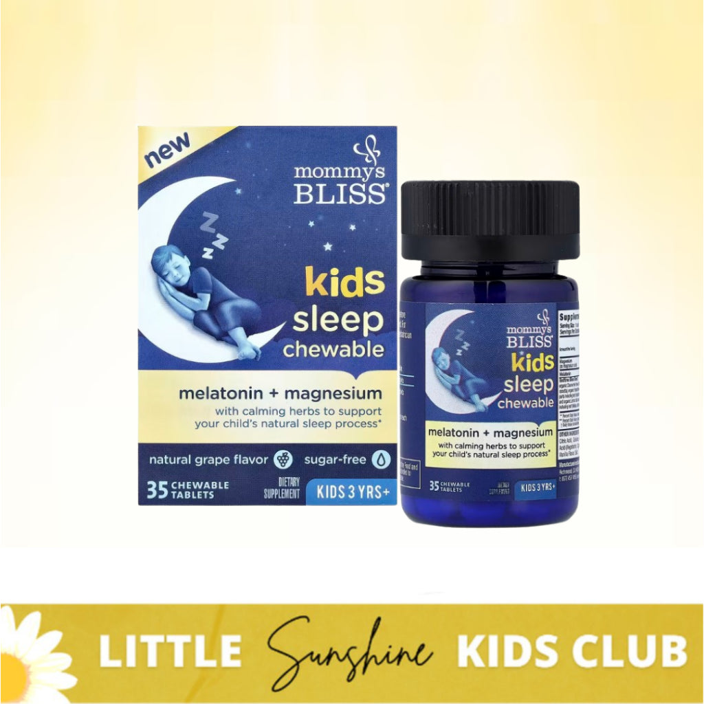 LittleSunshine | Mommy's Bliss, Kids Sleep Chewable, Melatonin + Magnesium, 3 Yrs+, Natural Grape,