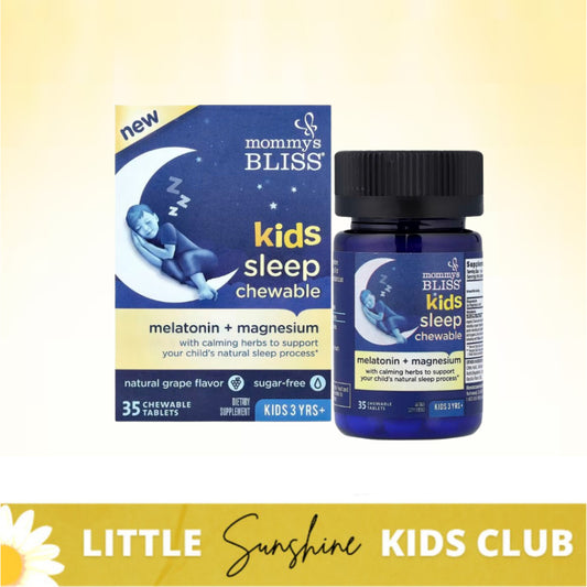 LittleSunshine | Mommy's Bliss, Kids Sleep Chewable, Melatonin + Magnesium, 3 Yrs+, Natural Grape,