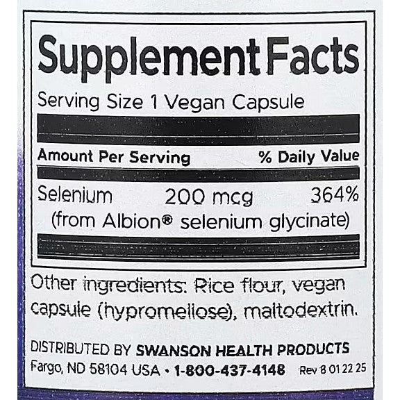 Healthily You | Swanson, Albion® Selenium , 200 mcg, 90 Vegan Capsules Antioxidant Support