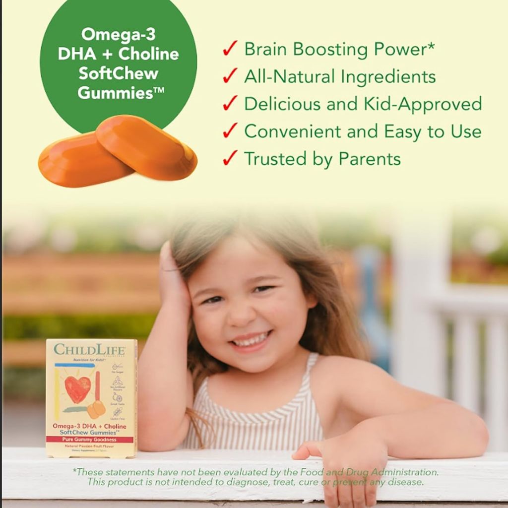 LittleSunshine | ChildLife Essentials, Essentials, Omega-3 DHA + Choline, SoftChew Gummies, Passion