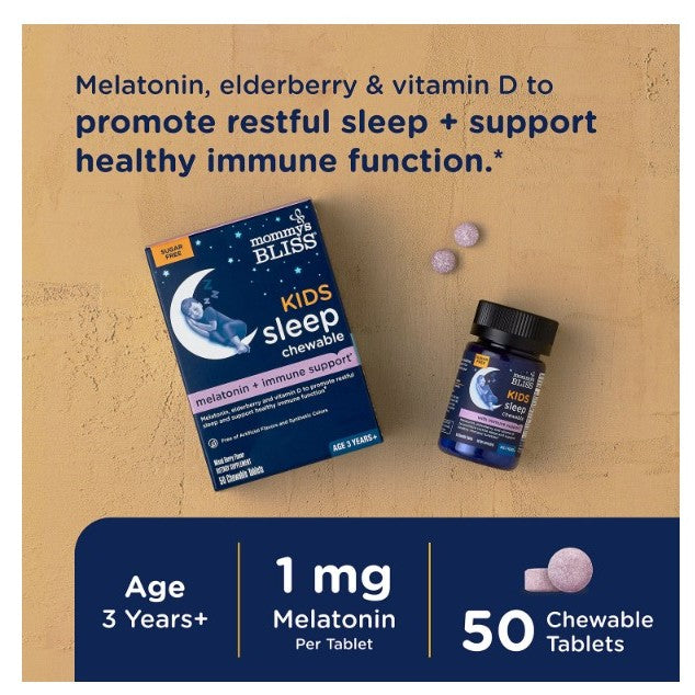 LittleSunshine | Mommy's Bliss, Kids Sleep Chewable, Melatonin + Immune Support, Age 3 Years+, Mixed