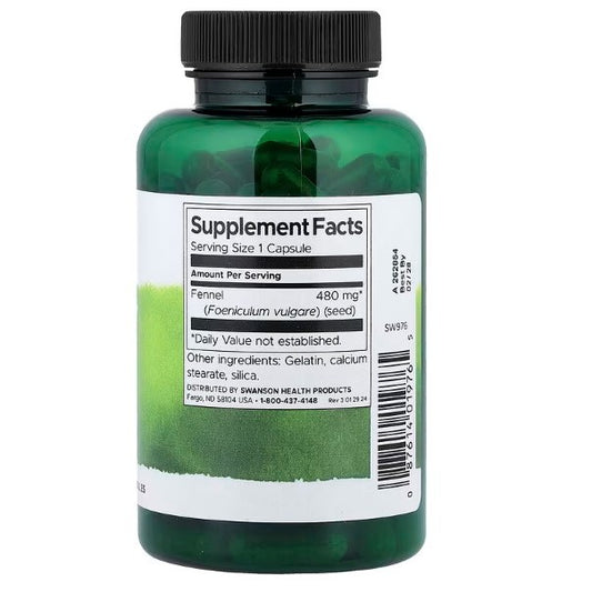 HealthilyYou | Swanson, Full Spectrum® Fennel Seed, 480 mg, 100 Capsules, Digestive Support