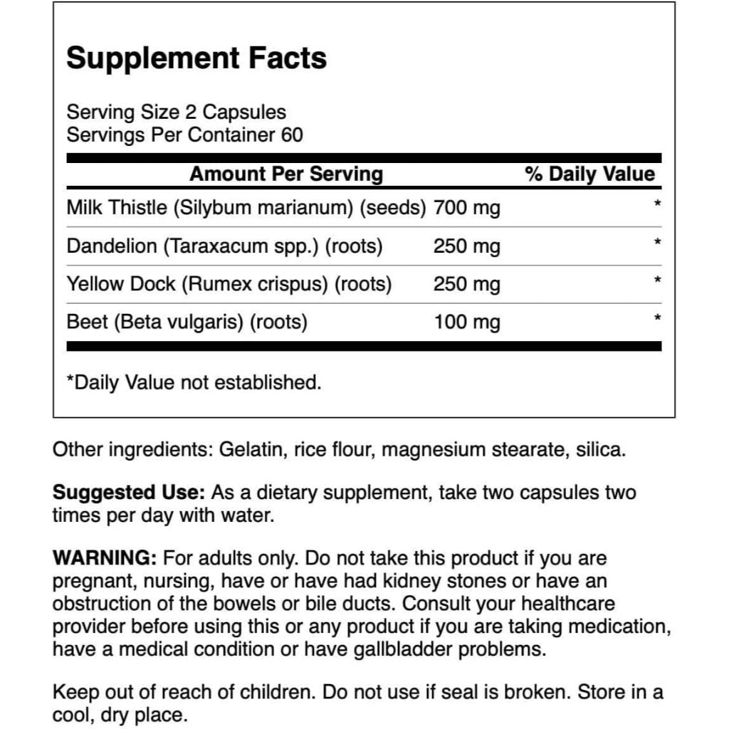 HealthilyYou | Swanson Milk Thistle Dandelion & Yellow Dock 120 VeganCapsules Detoxification Support