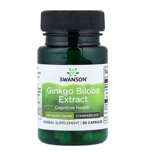 HealthilyYou | Swanson, Ginkgo Biloba Extract, 60 mg, Capsules, Cognitive Health Herbal Supplement