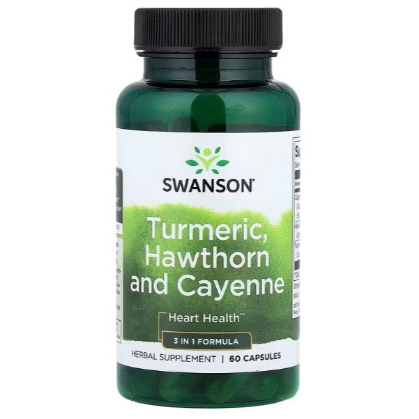 HealthilyYou | Swanson, Turmeric, Hawthorn and Cayenne, 60 Capsules Heart Health 3 in 1 Formula