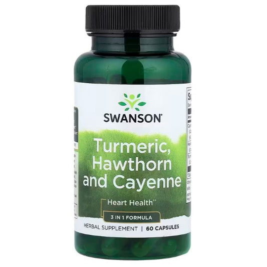 LowCostPH | Swanson, Turmeric, Hawthorn and Cayenne, 60 Capsules Heart Health 3 in 1 Formula