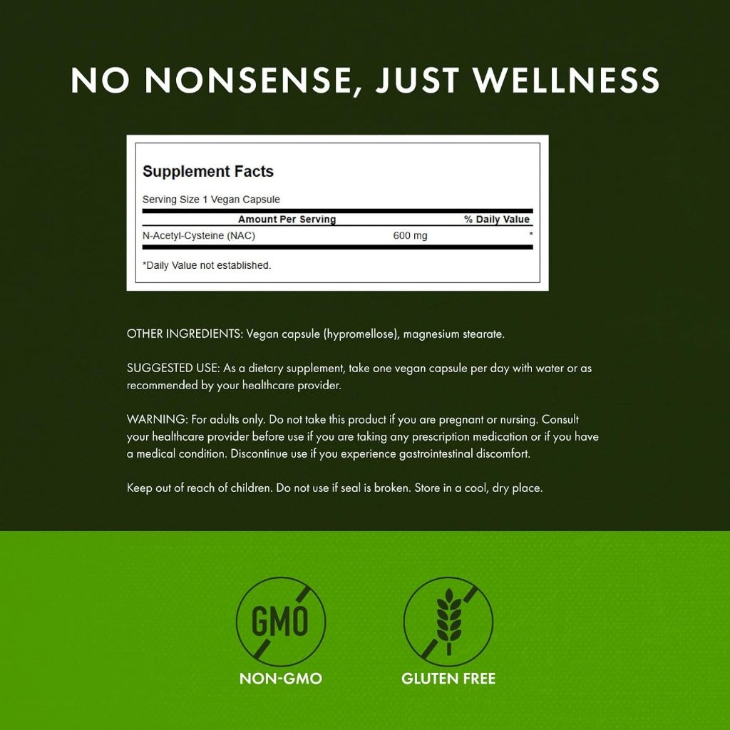 HealthilyYou | Swanson, NAC, 600 mg, Veggie Capsules Potent Antioxidant that Supports Liver Health