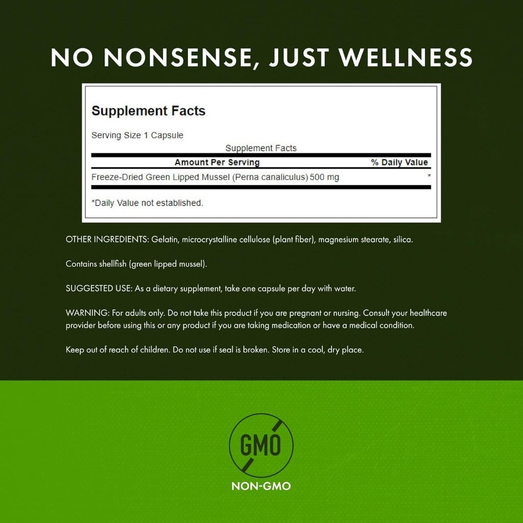 HealthilyYou | Swanson, Green Lipped Mussel, 500 mg, 60 Capsules Supports Joint Comfort and Mobility
