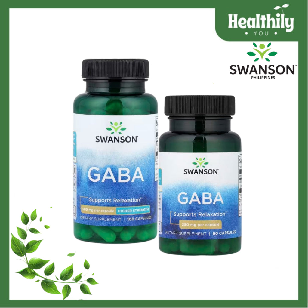 HealthilyYou | Swanson, GABA, 250 mg, 60 Capsules, 500 mg, 100 Capsules, Supports Relaxation