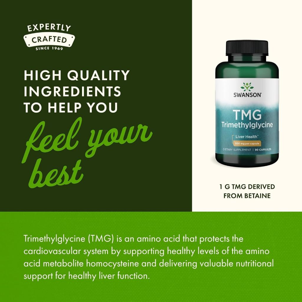 HealthilyYou | Swanson, TMG Trimethylglycine, 500 mg, 90 Capsules Supports Healthy Liver Function