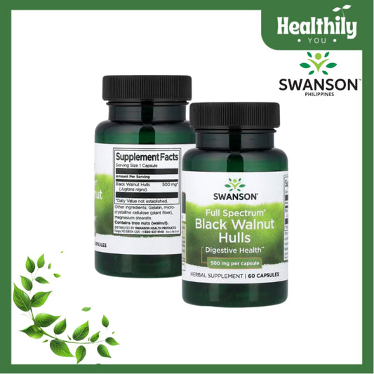 HealthilyYou | Swanson, Full Spectrum® Black Walnut Hulls, 500 mg, 60 Capsules Digestive Health