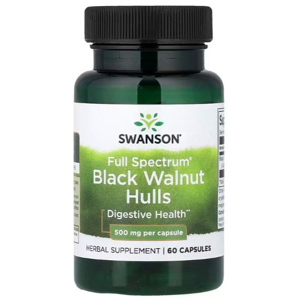 HealthilyYou | Swanson, Full Spectrum® Black Walnut Hulls, 500 mg, 60 Capsules Digestive Health