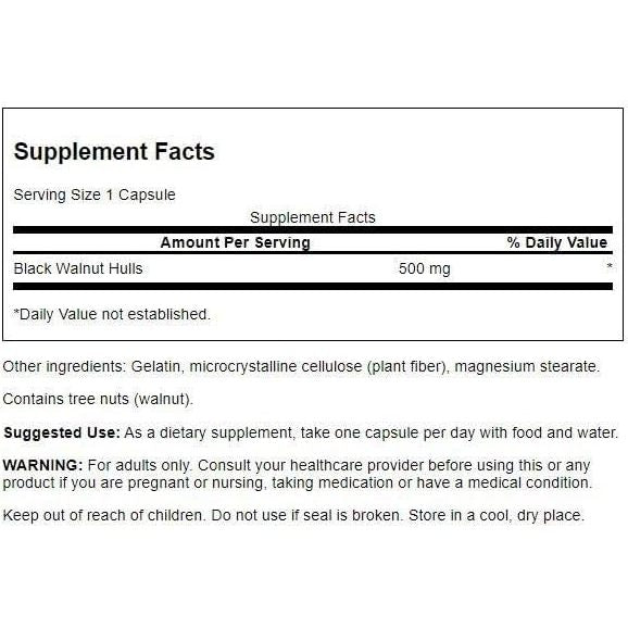 HealthilyYou | Swanson, Full Spectrum® Black Walnut Hulls, 500 mg, 60 Capsules Digestive Health
