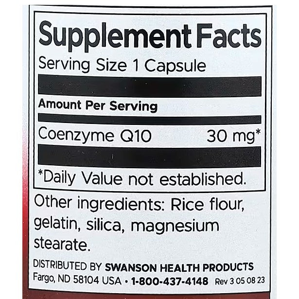 HealthilyYou | Swanson, CoQ10, 10 mg, 30 mg Capsules, Supports Antioxidant Activity & Cardiovascular