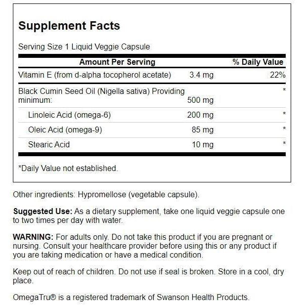 Healthily You | Swanson, Black Cumin Seed Oil, 60 Liq Veggie Caps Promotes Total Body Wellness