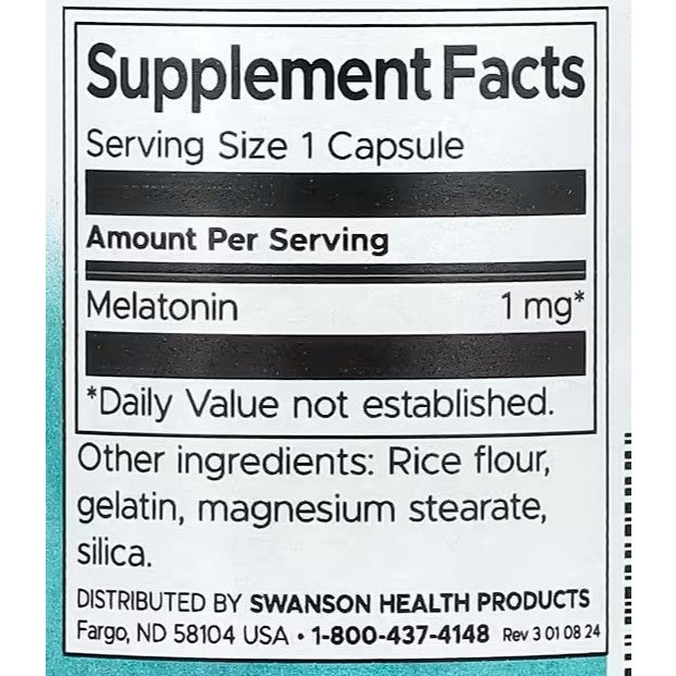 Healthily You | Swanson, Low Dose Melatonin, 1 mg, 120 Capsules Sleep Support 100% Drug Free