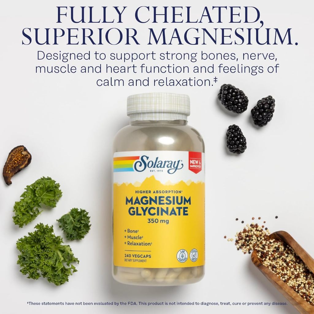 NaturalSolutions | Solaray, High Absorption Magnesium Glycinate, 350 mg, Bone Muscle Relaxation