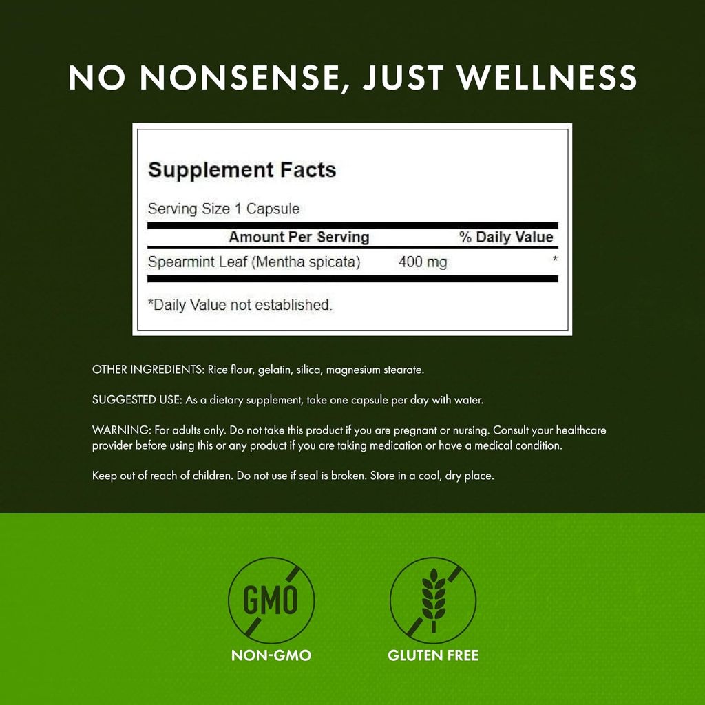 HealthilyYou | Swanson, Full Spectrum® Spearmint Leaf, 400 mg, 60 Capsules  Digestive Support