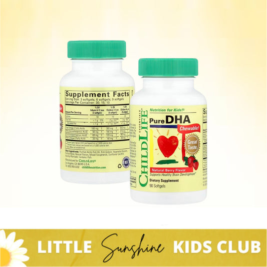LittleSunshine | ChildLife Essentials, Pure DHA, Natural Berry, 90 Softgels Supports Healthy Brain