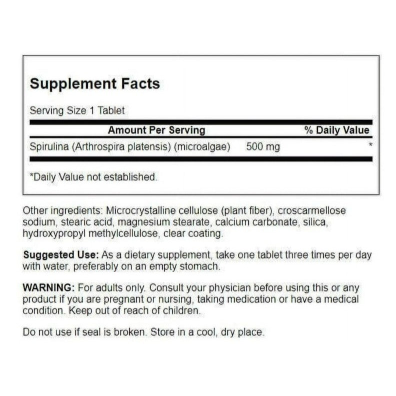 HealthilyYou | Swanson, Spirulina, 500 mg, 180 Tablets Antioxidant Support Green Foods Formula