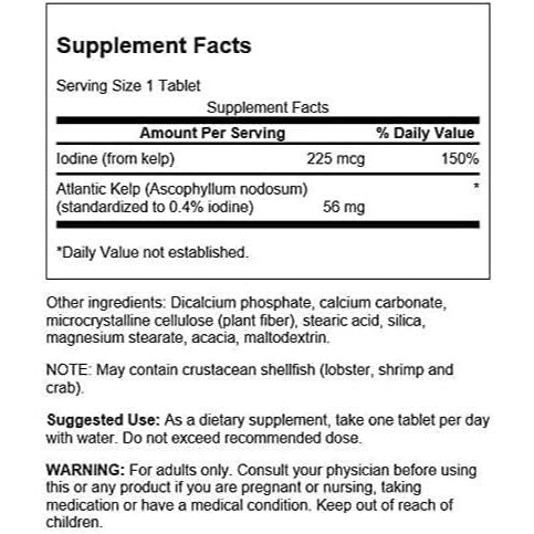 HealthilyYou | Swanson, Kelp, 250 Tablets Thyroid Support Iodine Source, Mineral Supplement