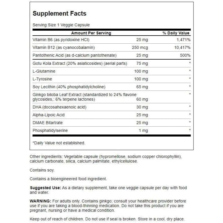 HealthilyYou | Swanson, Brain Essentials, 60 Veggie Capsules Memory Support 12 Brain-Health