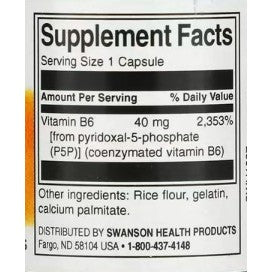 HealthilyYou | Swanson, P-5-P, 20 mg, 40 mg, 60 Capsules Pyridoxal-5-Phosphate Coenzymated VitaminB6