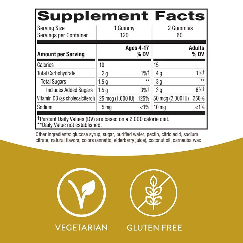 Nature's Way, Vitamin D3 Gummy ( Bone Health Support & Immune Function )