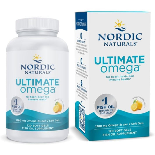 NaturalSolutions | Nordic Naturals, Ultimate Omega, Lemon, 1280 mg, D3, 2X, Heart, Brain and Immune
