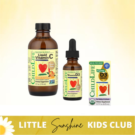 LittleSunshine | ChildLife Essentials, Vitamin D3, Natural Berry, Liquid Vitamin C, Natural Orange
