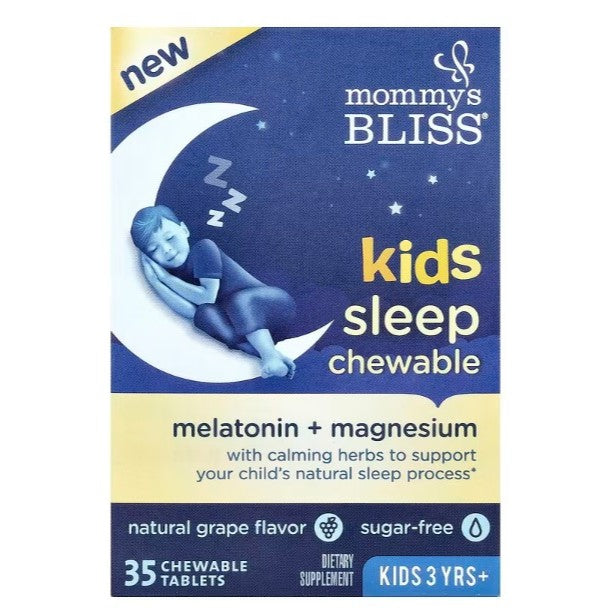 LittleSunshine | Mommy's Bliss, Kids Sleep Chewable, Melatonin + Magnesium, 3 Yrs+, Natural Grape,