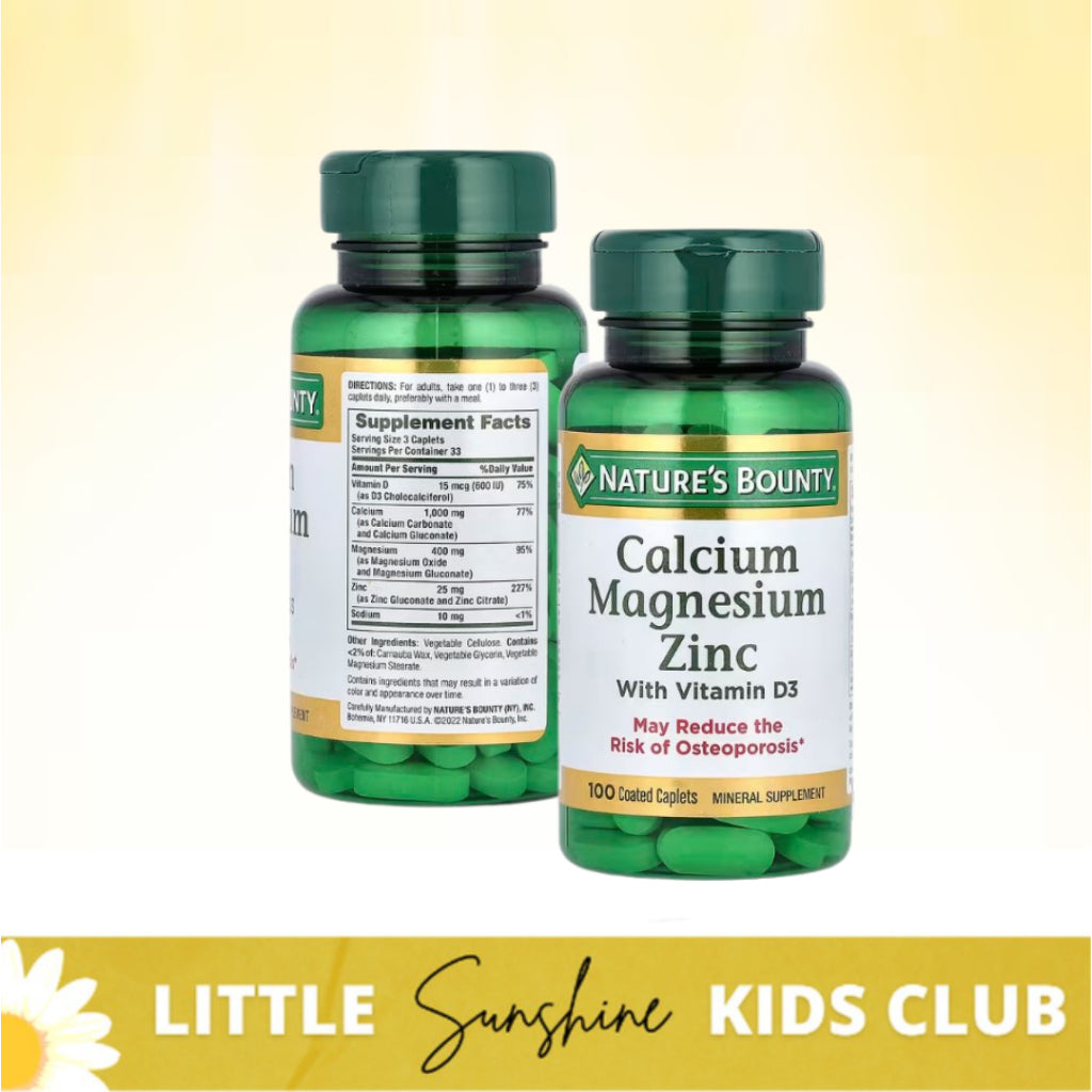 LittleSunshine | Nature's Bounty, Calcium Magnesium Zinc with Vitamin D3, 100 Coated Caplets