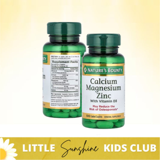 LittleSunshine | Nature's Bounty, Calcium Magnesium Zinc with Vitamin D3, 100 Coated Caplets