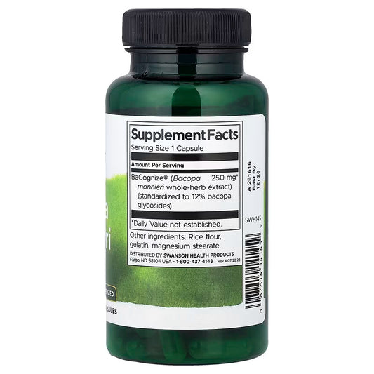 USA Supplements | Swanson, Bacopa Monnieri, 250 mg, 90 Capsules ( Supports Memory )