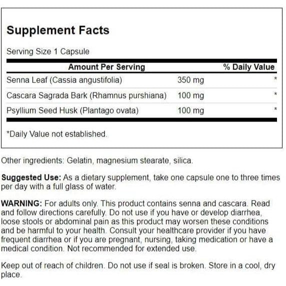 HealthilyYou | Swanson, Senna, Cascara & Psyllium Complex, 90 Capsules Promotes Digestive Regularity