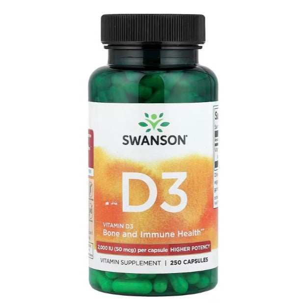 HealthilyYou | Swanson, Vitamin D3, High Potency, 25 mcg (1,000 IU), 50 mcg (2,000 IU), 250 Capsules