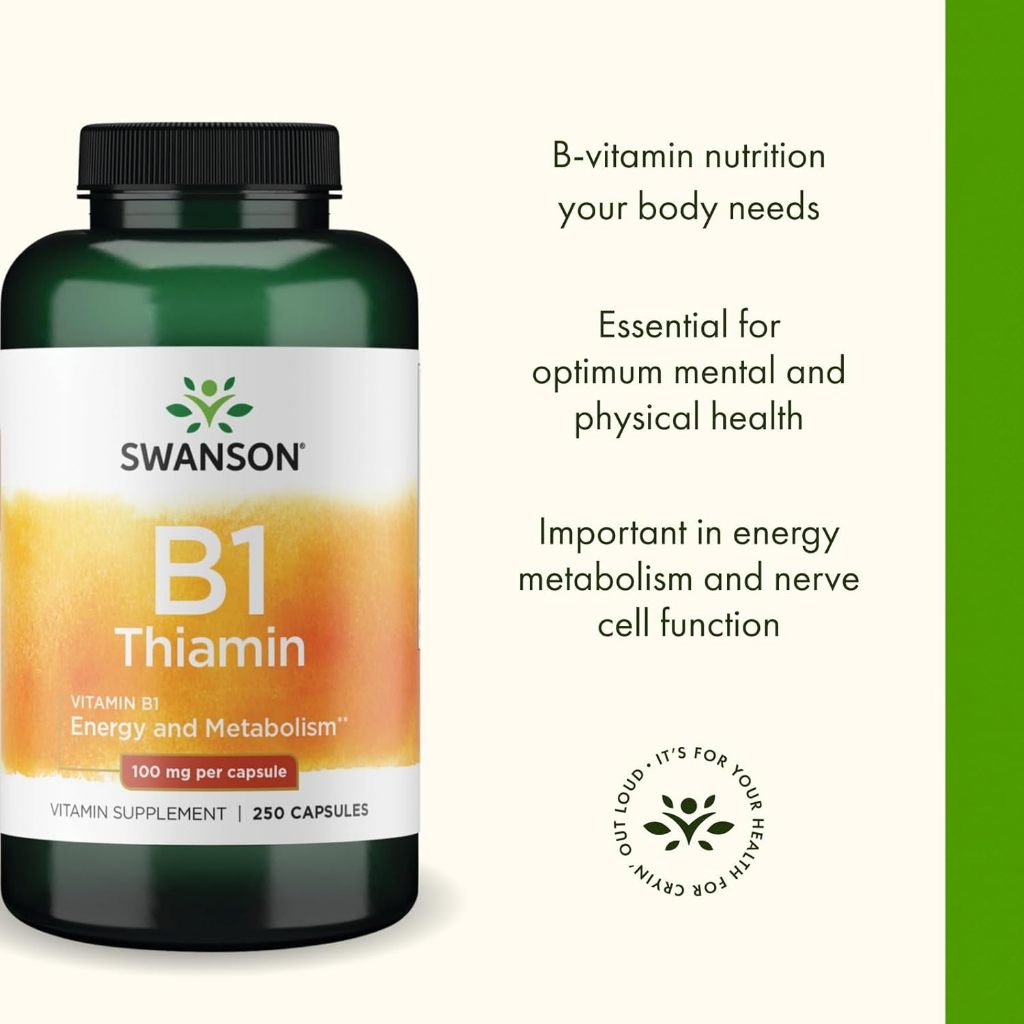 HealthilyYou | Swanson, B1, Thiamin, 100 mg, 250 Capsules Energy and Metabolism Support