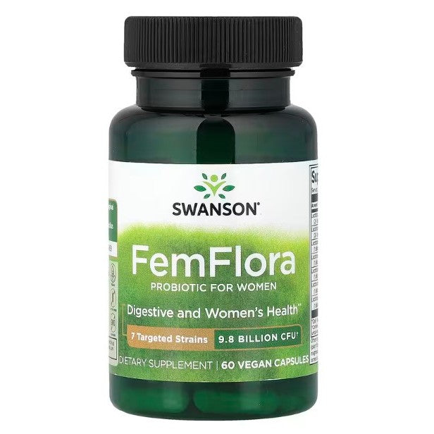HealthilyYou | Swanson, FemFlora, Probiotic For Women, 9.8 billion CFU, 60 Vegan Capsules Digestive