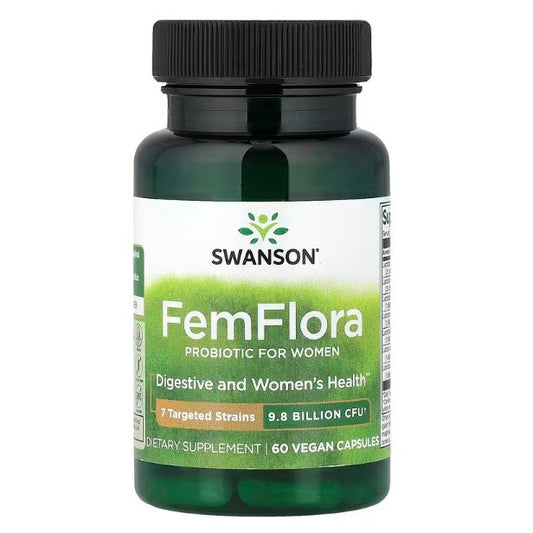 HealthilyYou | Swanson, FemFlora, Probiotic For Women, 9.8 billion CFU, 60 Vegan Capsules Digestive