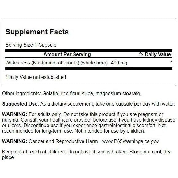 HealthilyYou | Swanson, Full Spectrum® Watercress, 400 mg, 60 Capsules Antioxidant Support