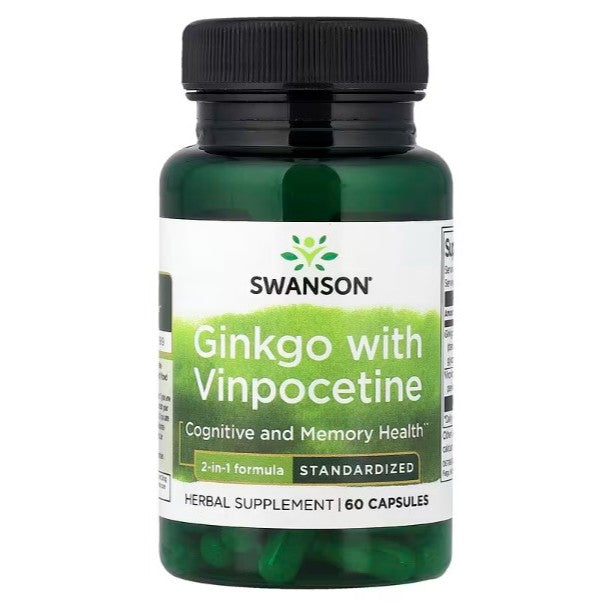 HealthilyYou | Swanson, Ginkgo with Vinpocetine, Standardized, 60 Capsules Cognitive & Memory Health