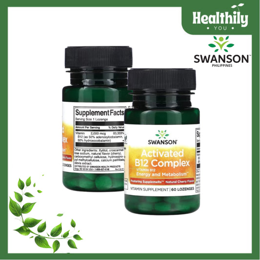 HealthilyYou | Swanson, Activated B12 Complex, Natural Cherry, 60 Lozenges Energy and Metabolism