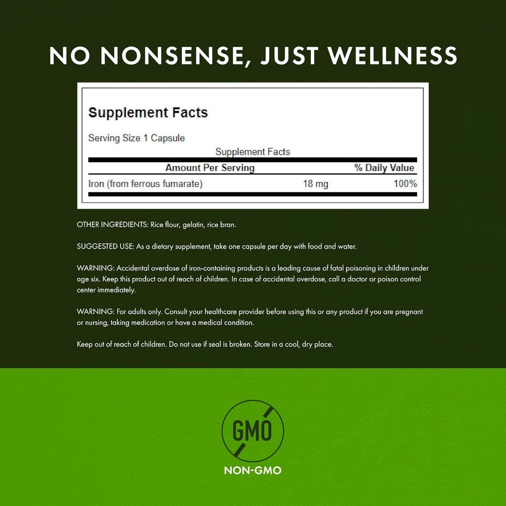 Healthily You | Swanson, Iron Ferrous Fumarate, 18 mg, 60 Capsules Cellular Health