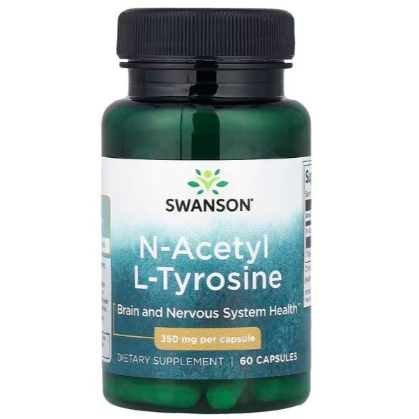 Healthily You | Swanson, N-Acetyl L-Tyrosine, 350 mg, 60 Capsules Brain and Nervous System Health